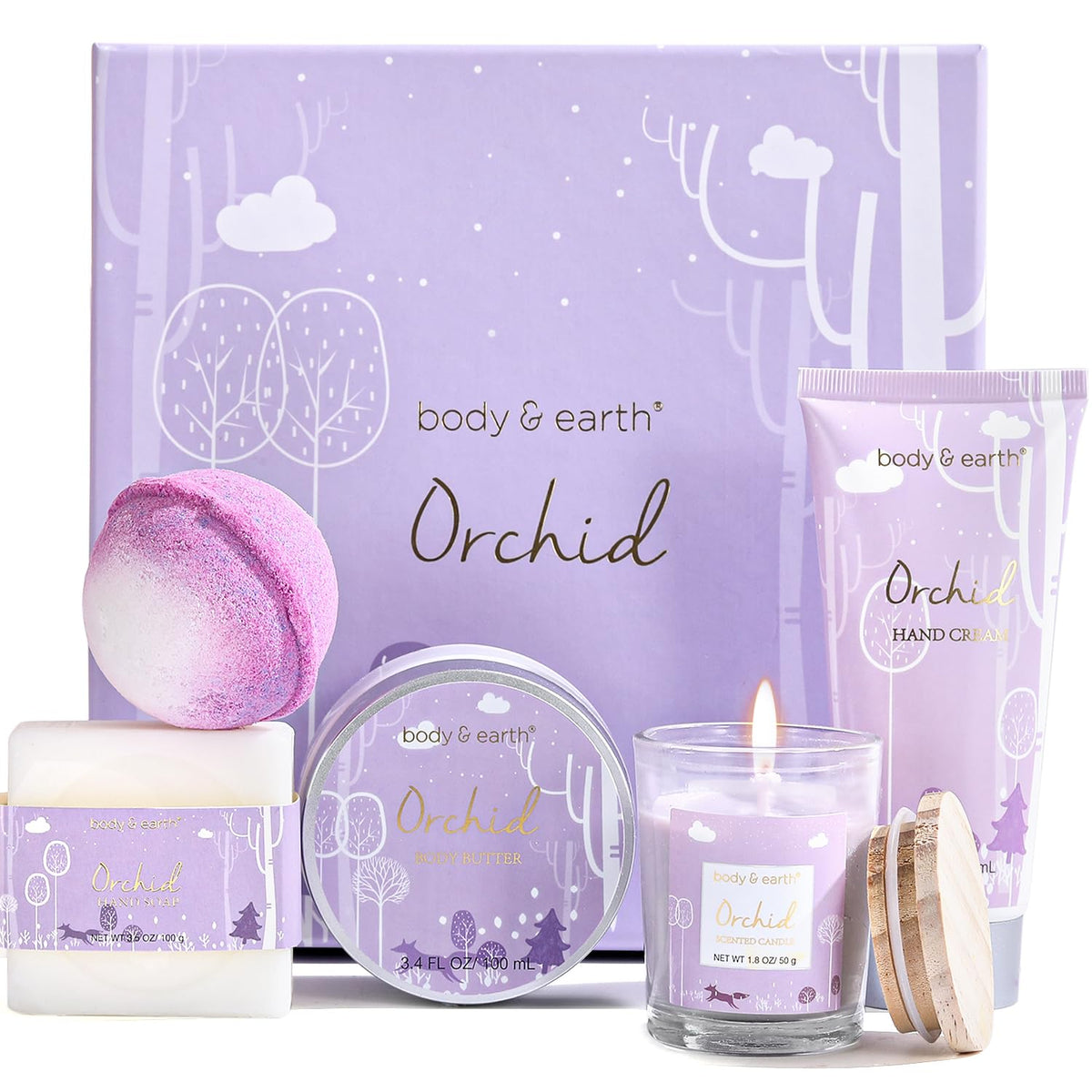 BODY & EARTH Spa Gift Set 5 pieces with orchid scent