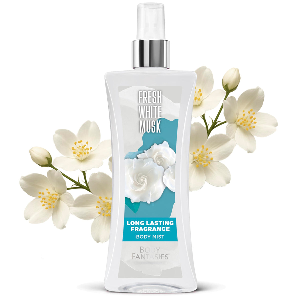 Body Fantasies Fresh White Musk Body Spray lifestyle scene on vanity