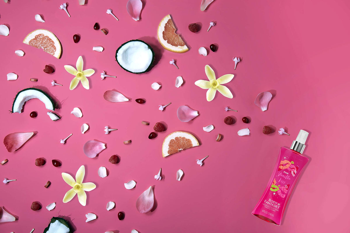 Body Fantasies Pink Vanilla Kiss Fantasy Body Spray 8 Fl Oz lifestyle scene