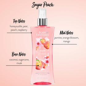 Body Fantasies Sugar Peach Body Spray 8 fl oz back view