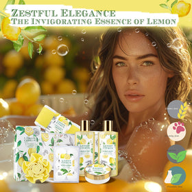Body lotion and bath products arranged in the gift set