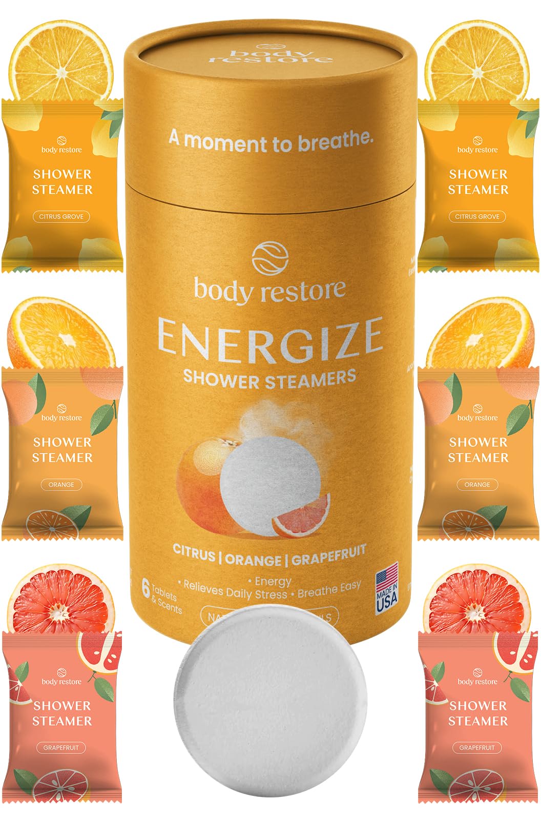 Body Restore Shower Steamers 6 Pack front view