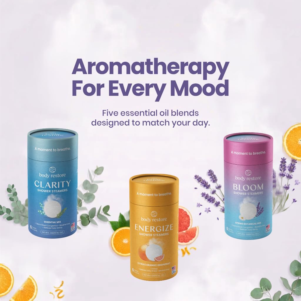 Body Restore Shower Steamers in a gift basket arrangement