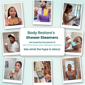 Body Restore Shower Steamers with eucalyptus and lavender scents