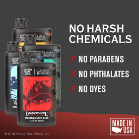 Body wash bottle with coconut-derived ingredients