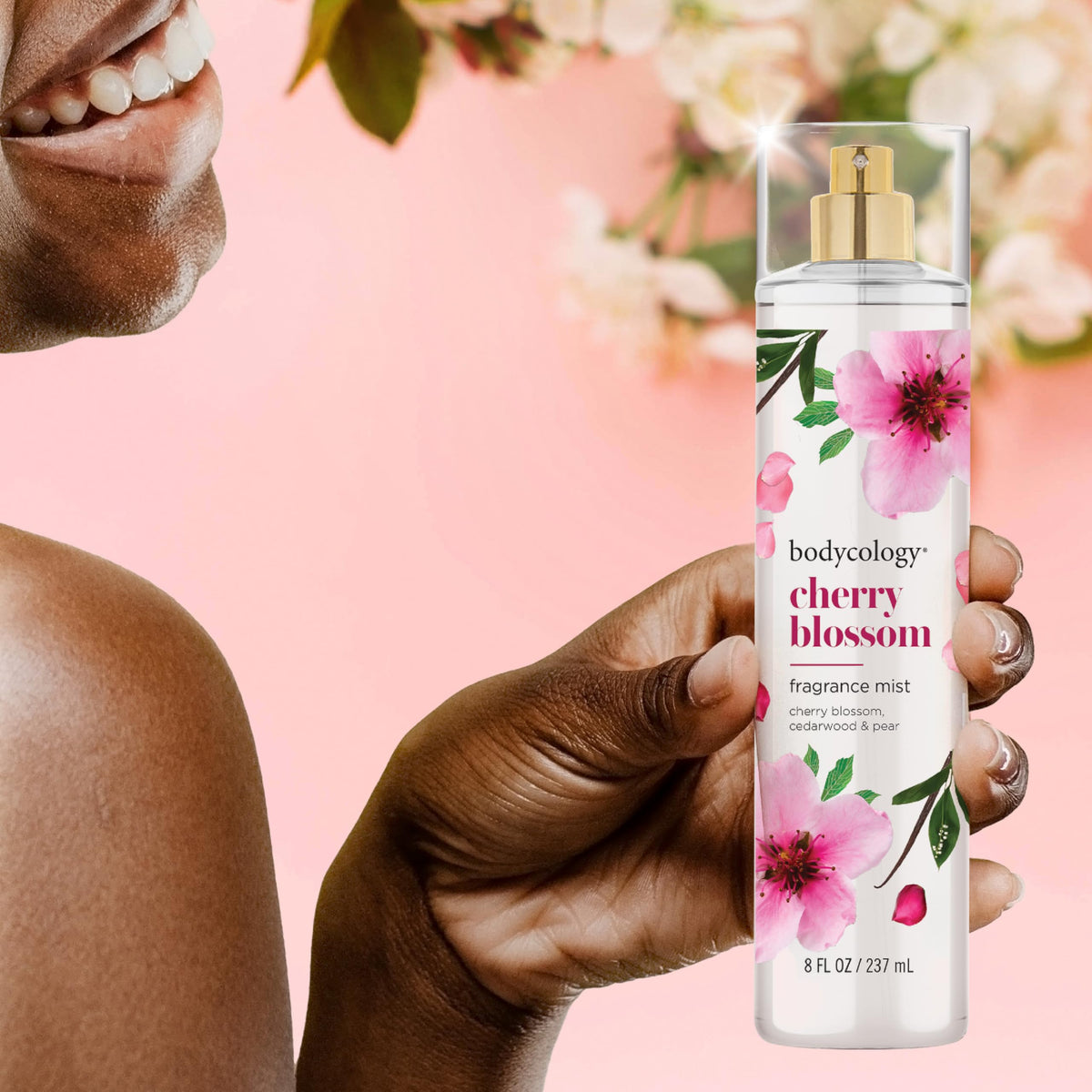 Bodycology Cherry Blossom Body Mist 8 fl oz in lifestyle setting