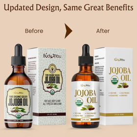 BodyJ4You Organic Golden Jojoba Oil displayed with skincare products