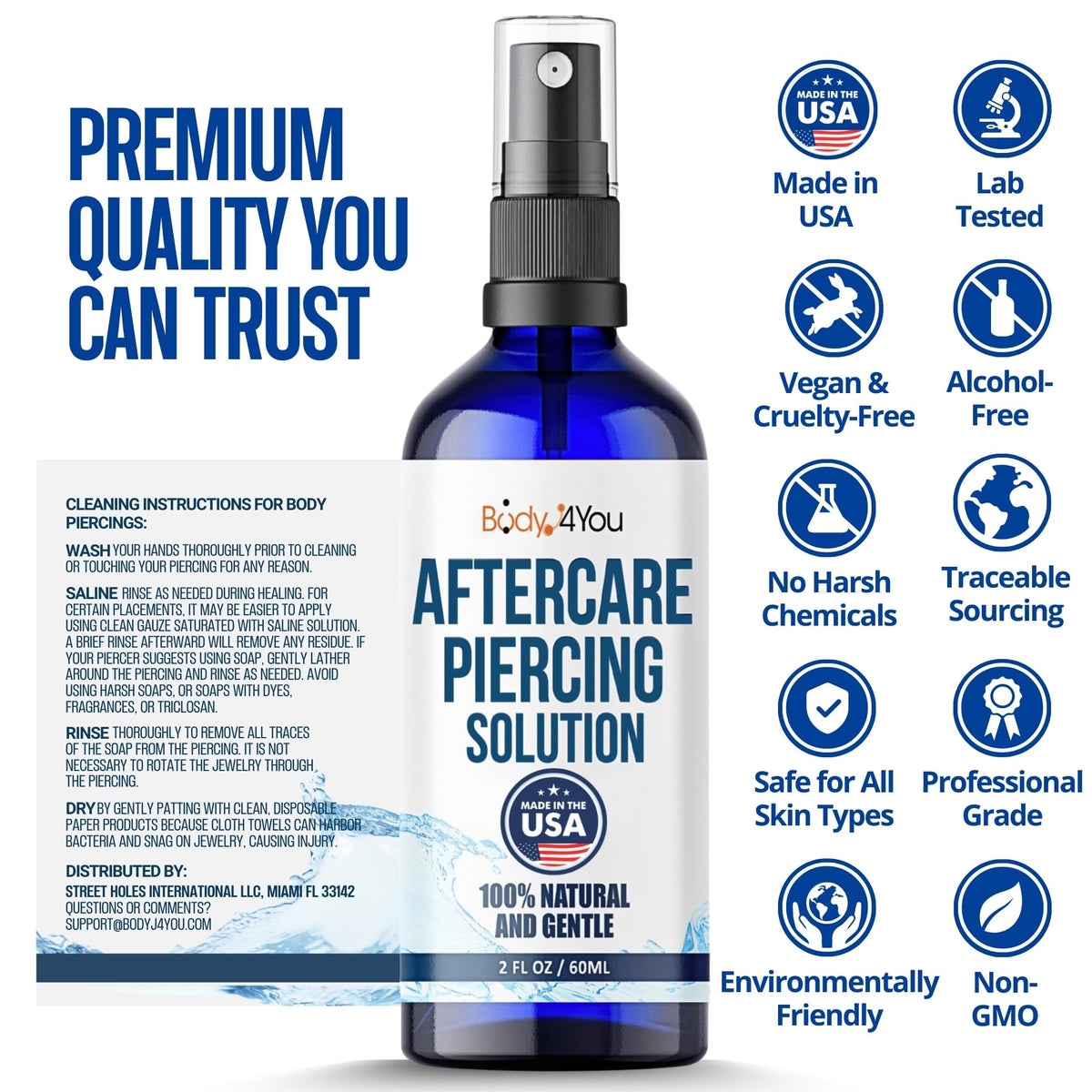 BodyJ4You Piercing Aftercare Spray in hand for application