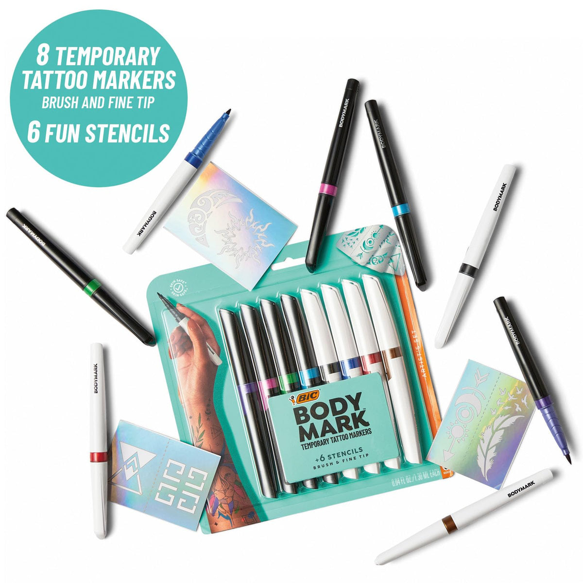 BODYMARK tattoo markers in various colours and tips
