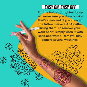 BODYMARK Temporary Tattoo Markers in use creating mandala designs