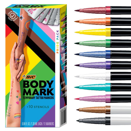 BODYMARK Temporary Tattoo Markers Pride Pack assorted colours front view