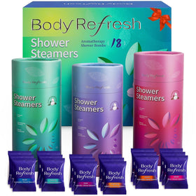 BodyRefresh Shower Steamers 18 Pack with bright green packaging