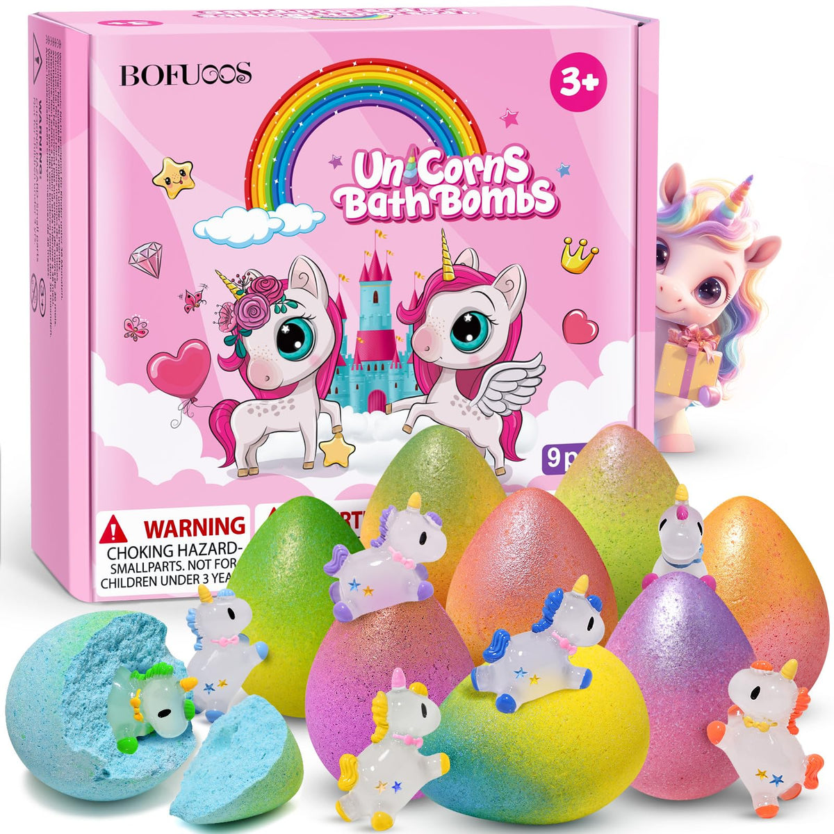 Bofuoos Unicorn Bath Bombs assorted colours in packaging