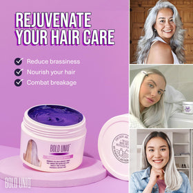BOLD UNIQ Purple Hair Mask applied to hair