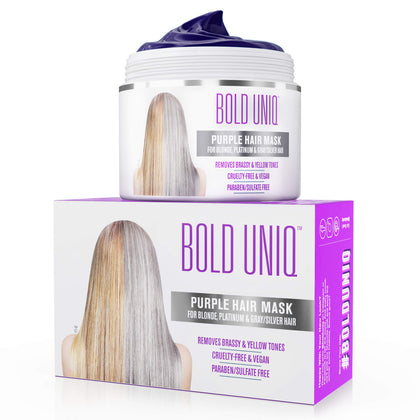 BOLD UNIQ Purple Hair Mask front view with packaging