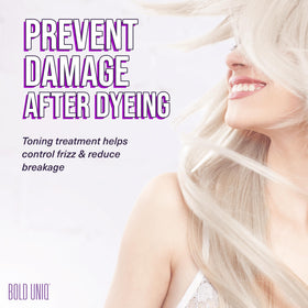 BOLD UNIQ Purple Hair Mask on a bathroom shelf