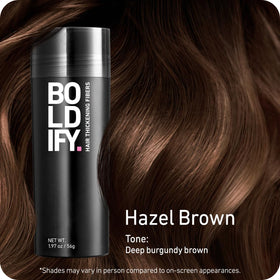 Boldify Hair Fibers Hazel Brown packaging