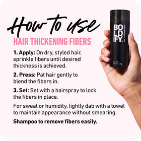 Boldify Hair Fibers on a vanity table
