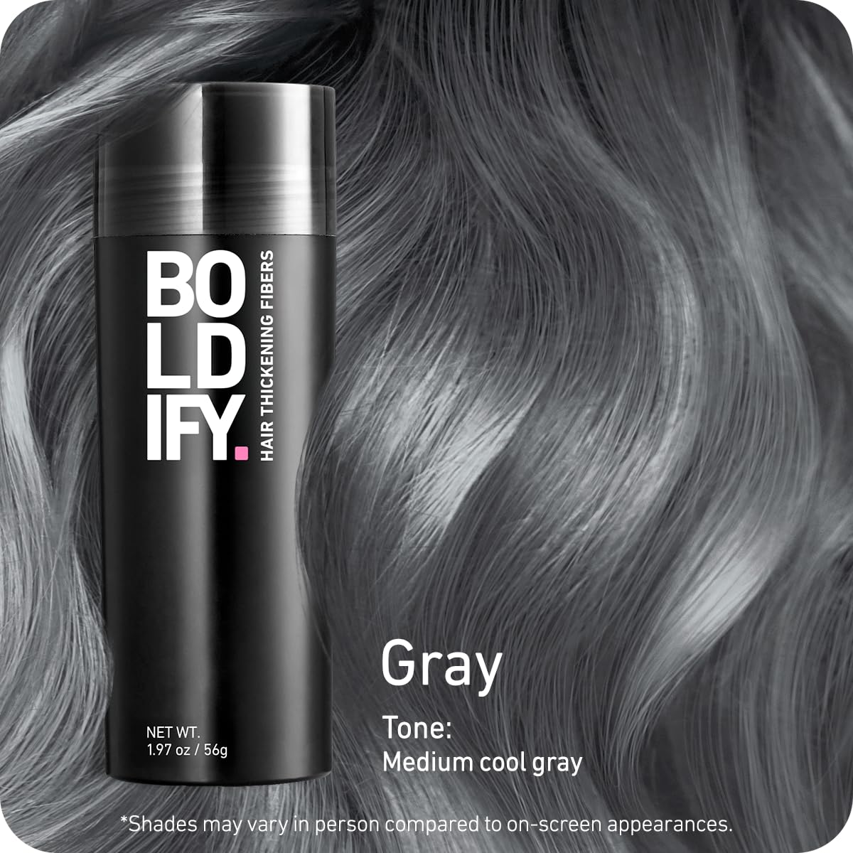 Boldify Hair Fibers packaging with clear label