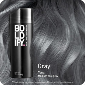 Boldify Hair Fibers packaging with clear label