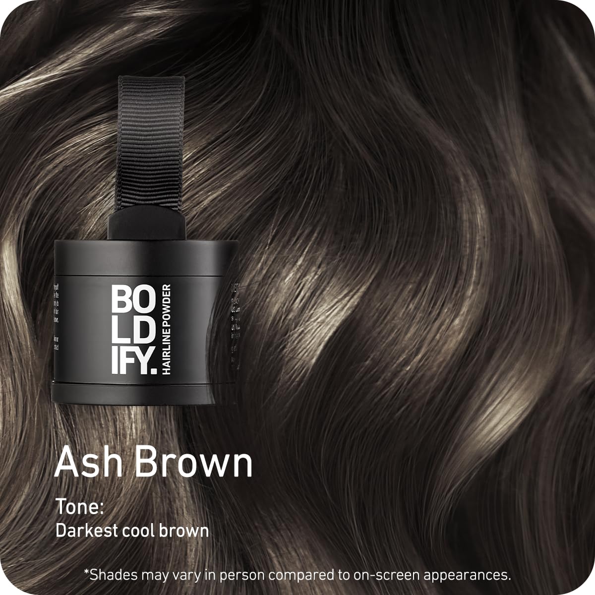 Boldify Hairline Powder Ash Brown back view showing ingredients