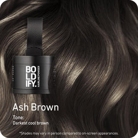 Boldify Hairline Powder Ash Brown back view showing ingredients