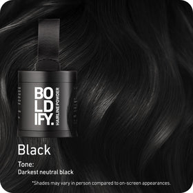 Boldify Hairline Powder Black 10g compact open showing powder