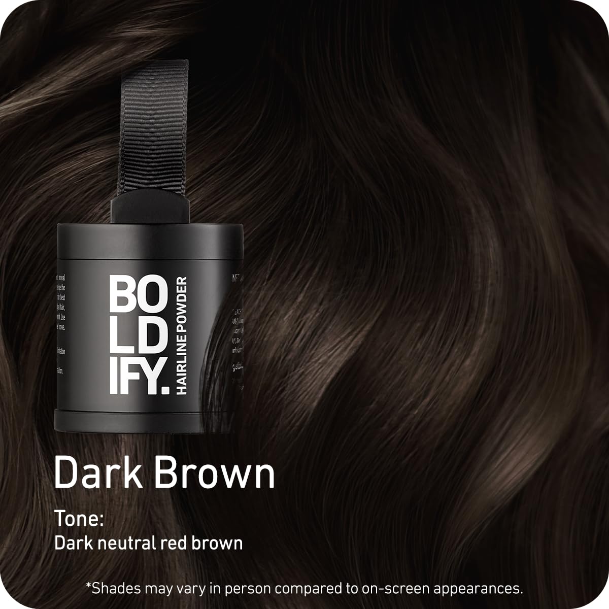 Boldify Hairline Powder Dark Brown back view showing ingredients