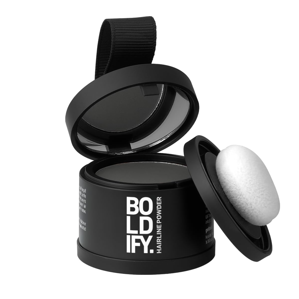 Boldify Hairline Powder Dark Gray 4g front view with compact open