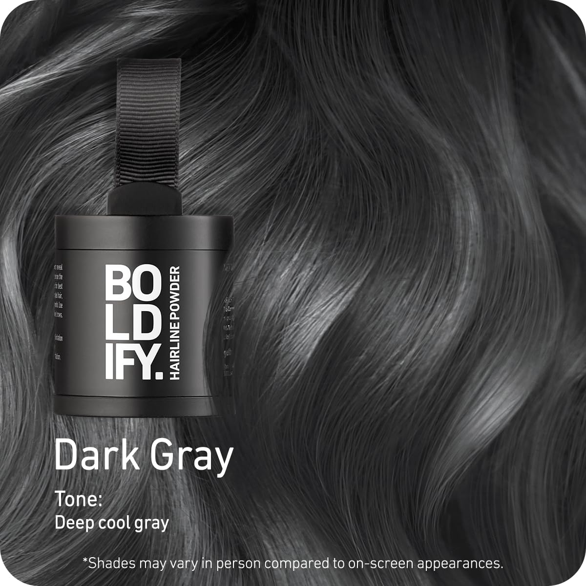 Boldify Hairline Powder Dark Gray compact open showing powder