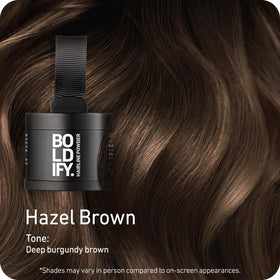 Boldify Hairline Powder Hazel Brown 4g compact open showing powder