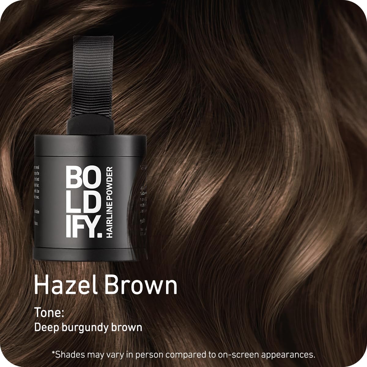 Boldify Hairline Powder Hazel Brown back view showing ingredients