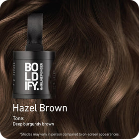Boldify Hairline Powder Hazel Brown back view showing ingredients