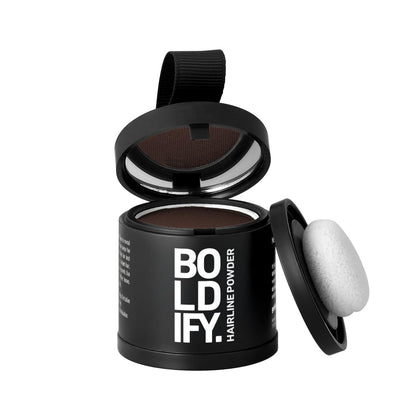 Boldify Hairline Powder Hazel Brown front view with compact open