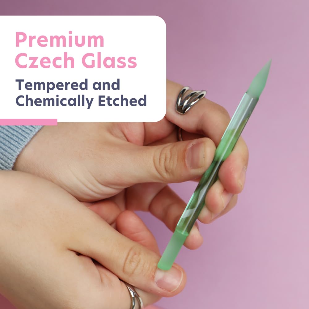 BONA FIDE BEAUTY Czech Glass Cuticle Pusher jade slanted edge