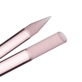 BONA FIDE BEAUTY Czech Glass Cuticle Pusher pink model front view