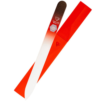 BONA FIDE BEAUTY Czech Glass Nail File in black red front view