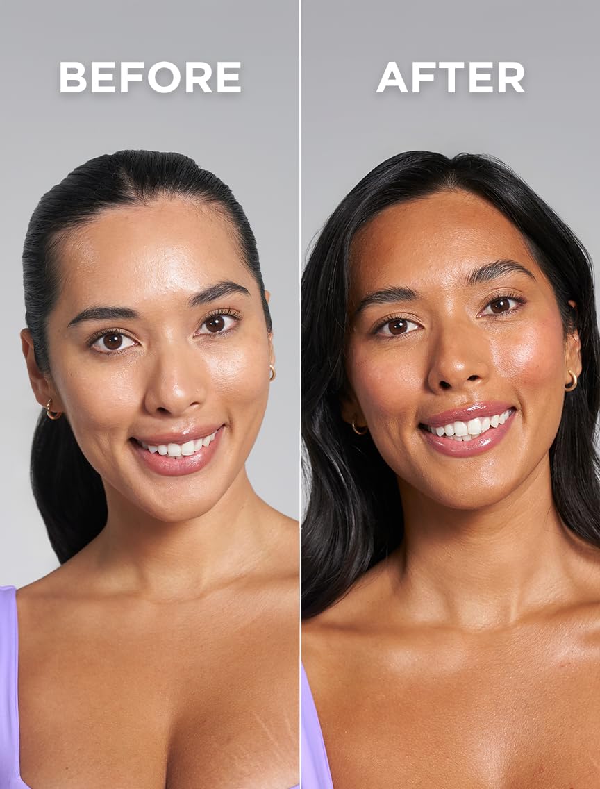 Bondi Sands Technocolor Self Tanning Face Serum Magenta application on skin