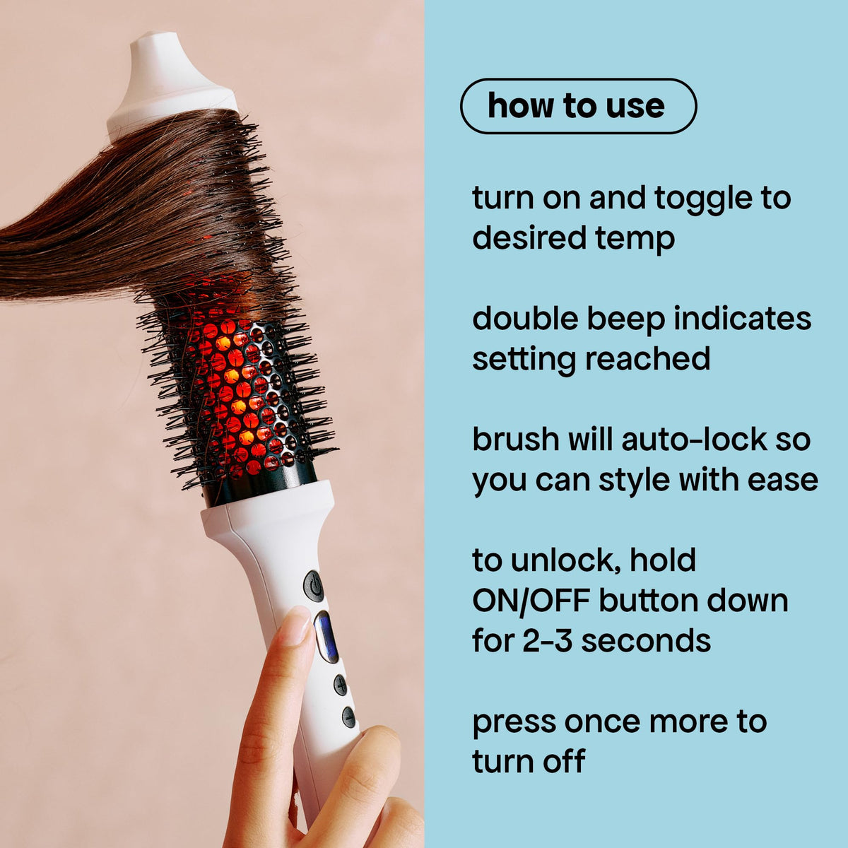 BONDIBOOST Infrared Thermal Brush heat settings display