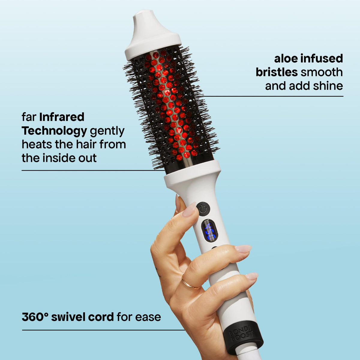 BONDIBOOST Infrared Thermal Brush side view highlighting controls