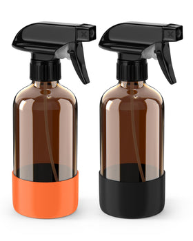 Bontip amber glass spray bottle front view with silicone sleeve