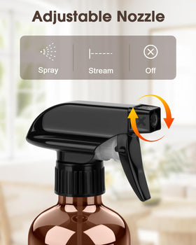 Bontip Amber Glass Spray Bottle Set side view showing nozzle