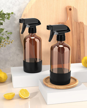 Bontip Amber Glass Spray Bottle Set with cleaning supplies