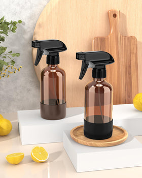 Bontip Amber Glass Spray Bottle Set with protective silicone sleeve