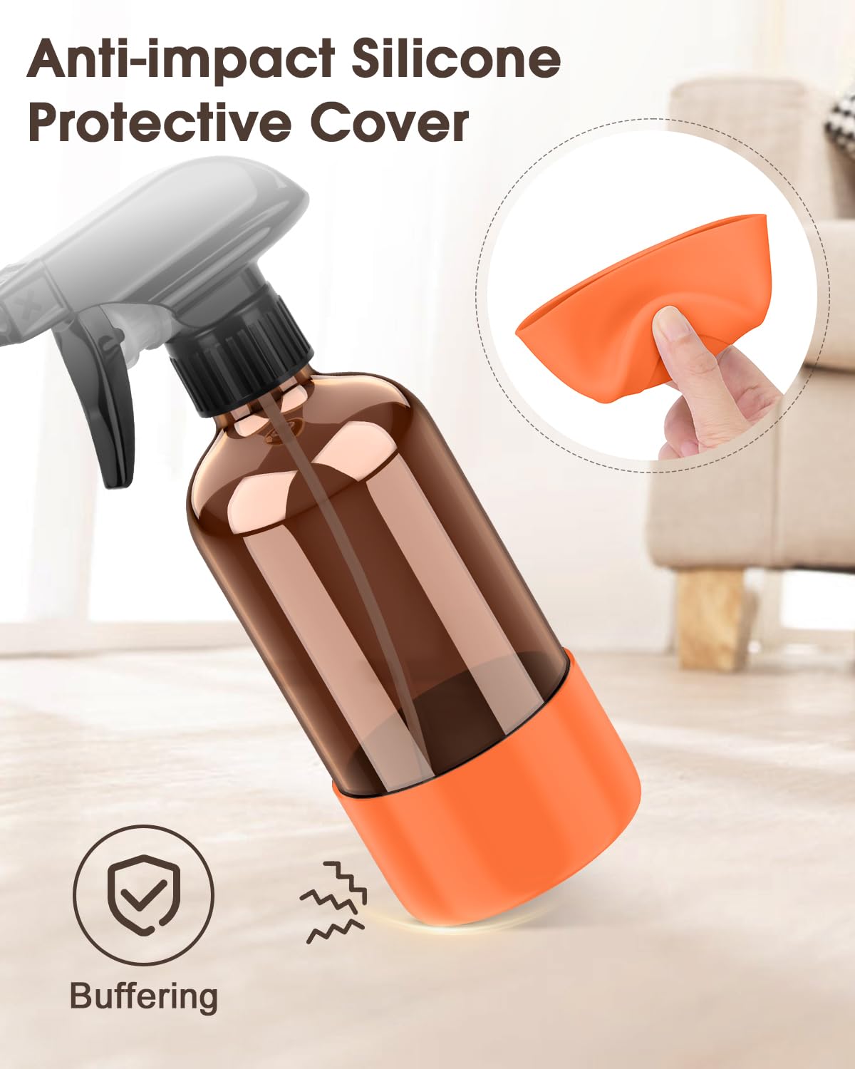 Bontip amber glass spray bottle with orange silicone sleeve