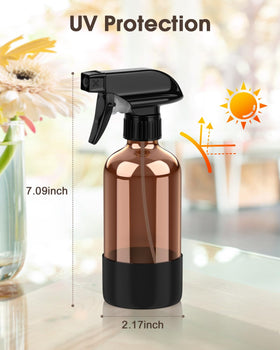 Bontip Amber Glass Spray Bottle with silicone sleeve side view