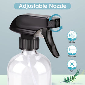 Bontip Glass Spray Bottle 16 oz side view with black lid