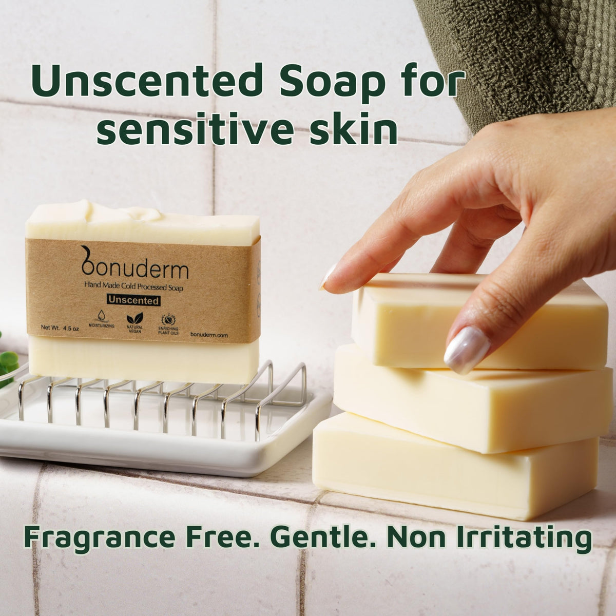 bonuderm All Natural Bar Soap side view, showing packaging