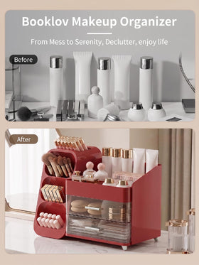 Booklov Large Makeup Organizer compact design on countertop
