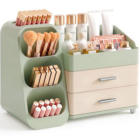 Booklov Large Makeup Organizer front view in Green Cream